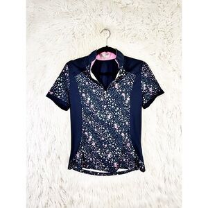 Callaway Women's Navy and pink floral golf polo